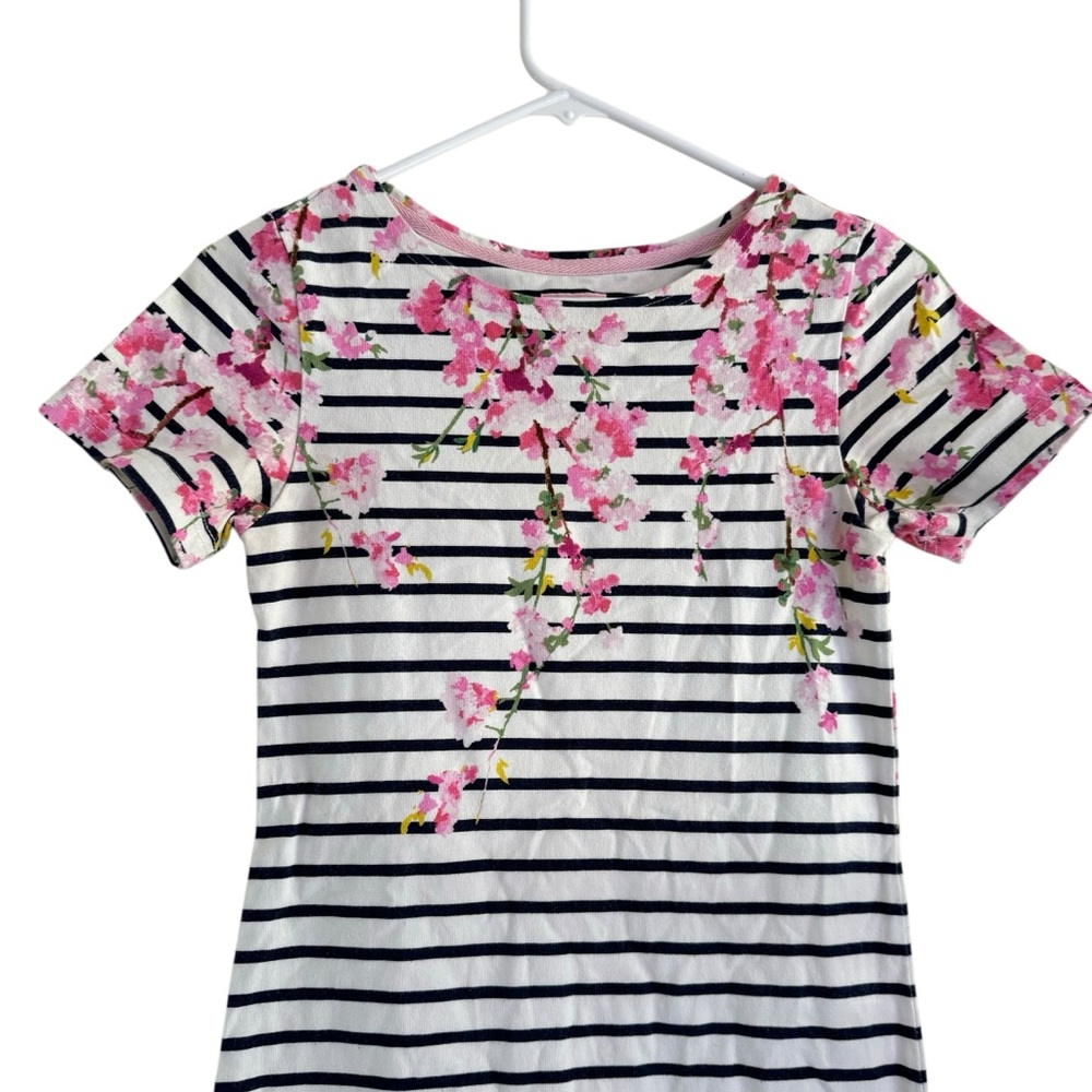 Joules Clothing Floral Print Womens Mini Striped T-Shirt Dress Size 2 - Picture 3 of 11